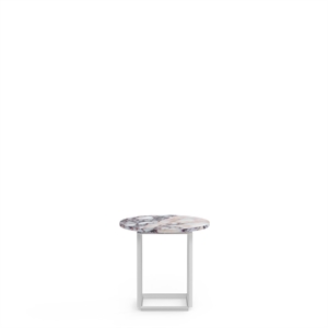 New Works Florence Sidebord Ø50 Hvit Violmarmor med Hvit Ramme