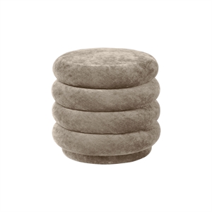 Ferm Living Rund Puff Falmet Fløyel Beige