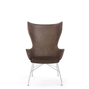 Kartell K/Wood Lenestol Krom/mørk Ask med Skinnsete