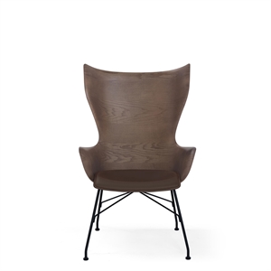 Kartell K/Wood Lenestol Sort/mørk Ask med Skinnsete
