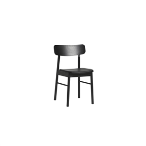 Woud Soma Spisestol Trukket, 2 Deler. Svartmalt Ask/ Sort Skinn