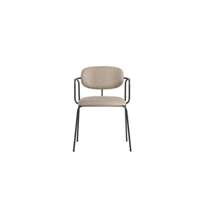 Woud Frame Spisestol Polstret 2 Stk. Sort/Davis Sawana 17 Beige