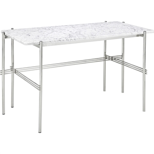 GUBI TS Skrivebord 120x60 Polert Stål/hvit Carrara Marmor