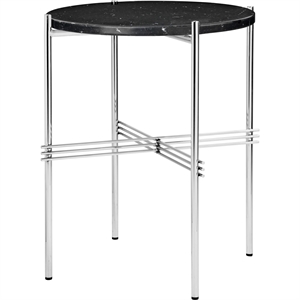 GUBI TS Sidebord Rundt Ø40 Polert Stål/sort Marmor
