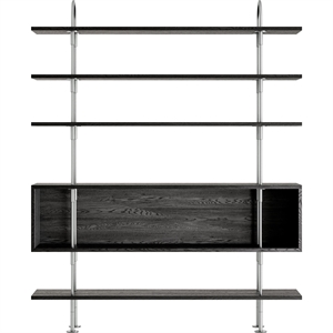 Gubi Keen 160 hyllesystem 4 hyller og boks rustfritt stål/askfiner