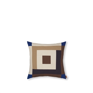 Ferm Living Border Patchwork Pute Carob Brun/Klar Blå