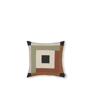 Ferm Living Border Patchwork Pute Mørk Salvie/ Rødbrun