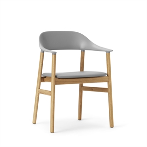 Normann Copenhagen Herit Spisestol med Armlener Skinntrukket Eik/ Grå