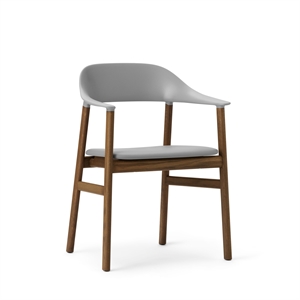 Normann Copenhagen Herit Spisestol med Armlener Skinntrukket Røkt Eik/ Grå