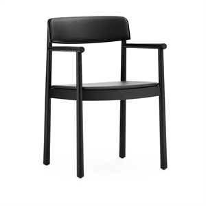 Normann Copenhagen Timb Spisestol med Armlener Skinntrukket Sort