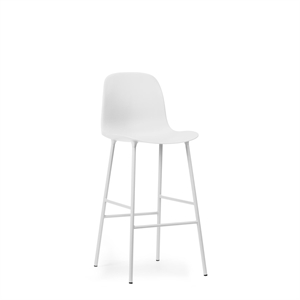 Normann Copenhagen Form Barkrakk med Ryggstøtte H75 cm Hvit/ Hvit Stål