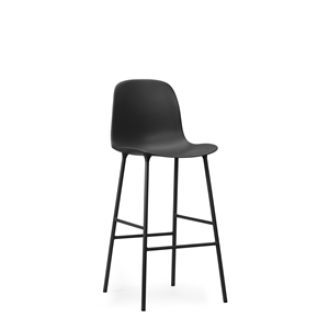 Normann Copenhagen Form Barkrakk med Ryggstøtte H75 cm Sort/ Sort Stål
