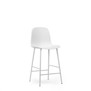Normann Copenhagen Form Barkrakk med Ryggstøtte H65 cm Hvit/ Hvit Stål