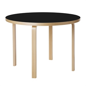 artek Aalto 90A Rundt Bord Bjørk/ Sort Linoleum