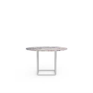 New Works Florence Spisebord Ø120 Hvit Violmarmor Med. Hvit Ramme