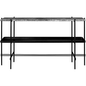 Gubi TS Konsollbord 120x72 med Hylle og Brett Sort/grå Emperador Marmor