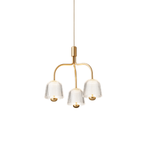 Nuura Asteea 3 Taklampe Sateng Messing/ Riflet Klar