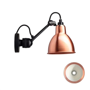 DCW Lampe Gras N304 Vegglampe Matt Sort/Hvit/ Kobber Med Ledning