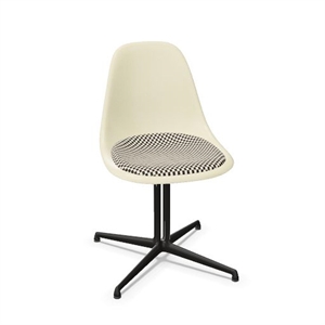Vitra Eames glassfiber DSL spisestol med setepute pergament/rutemønster/glatt Basic mørk