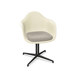 Vitra Eames glassfiber DAL spisestol med setepute pergament/rutemønster/glatt Basic mørk