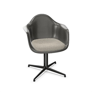 Vitra Eames glassfiber DAL spisestol med setepute elefantskinn grå/rutete/glatt Basic mørk