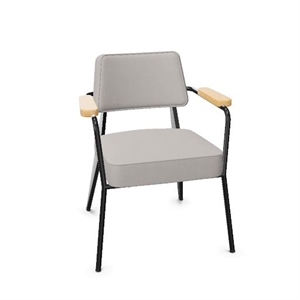 Vitra Fauteuil spisestol twill lys grå/naturlig eik/dyp Sort