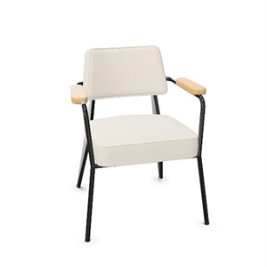 Vitra Fauteuil spisestol snø/naturlig eik/dyp Sort