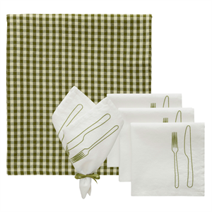 Decotique La Tavola & Oliva Tesett 4 Servietter + 1 Duk Grønn