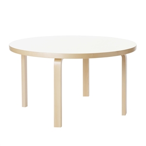artek Aalto 90A Rundt Bord 60 cm Bjørk/ Hvit Laminat