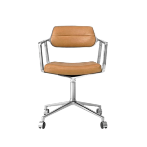 Vipp 453 Svingstol med Hjul Aluminium/Kamel/Lær