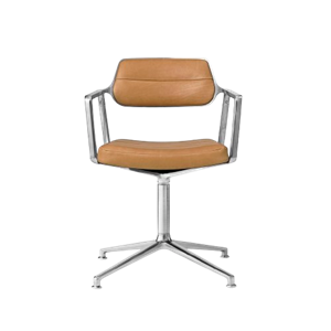 Vipp 453 Svingstol med Gulvglidere Aluminium/ Kamel/Skinn
