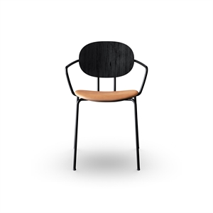 Sibast Furniture Piet Hein Spisestol Sort med Armlener Sort Eik og Konjakkskinn