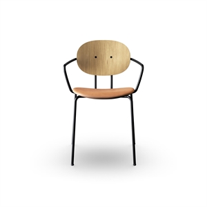 Sibast Furniture Piet Hein Spisestol Sort med Armlener Eik og Konjakkskinn