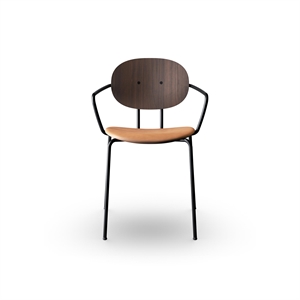Sibast Furniture Piet Hein Spisestol Sort med Armlener Valnøtt og Konjakkskinn