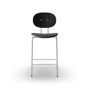 Sibast Furniture Piet Hein Barkrakk Krom Sort Eik og Sort Lær