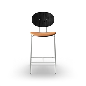 Sibast Furniture Piet Hein Barkrakk Krom Sort Eik og Cognac Skinn