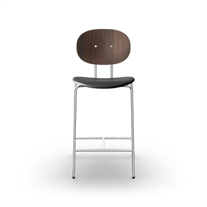 Sibast Furniture Piet Hein Barkrakk Krom Valnøtt og Sort Lær