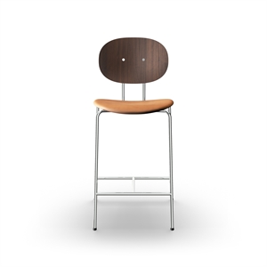 Sibast Furniture Piet Hein Barkrakk Krom Valnøtt og Cognac Skinn