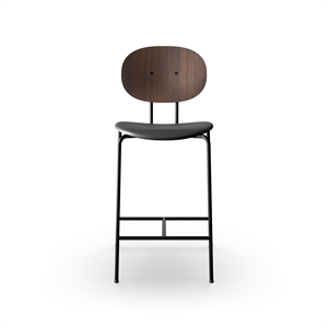 Sibast Furniture Piet Hein Barkrakk Sort i Valnøtt og Sort Skinn