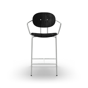 Sibast Furniture Piet Hein Barkrakk Krom med Armlener Sort Eik