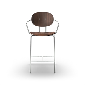 Sibast Furniture Piet Hein Barkrakk Krom med Armlener Valnøtt