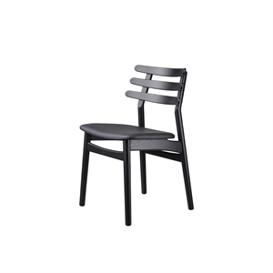 FDB Furniture J48 Spisestol Svart Lakkert Eik/ Sort Skinn