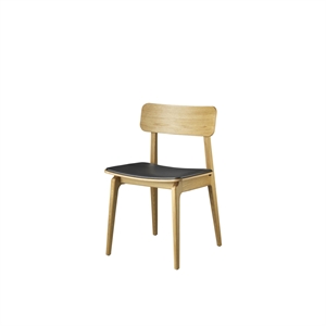 FDB Furniture J175 Åstrup Spisestuestol Mattlakkert Eik/ Sort Skinn