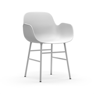 Normann Copenhagen Form Spisestuestol med Armlener Hvit/ Hvit Stål
