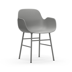 Normann Copenhagen Form Spisestuestol med Armlener Grå/ Grå Stål