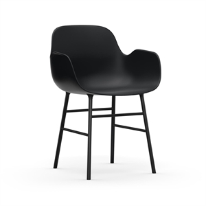 Normann Copenhagen Form Spisestuestol med Armlener Sort/ Sort Stål