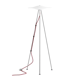 Piet Hein Sinus 440F Gulvlampe Opal med Rød Ledning