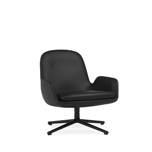 Normann Copenhagen Era Lenestol Lav med Svingbar Sort Aluminium/ Sort Skinn 41599