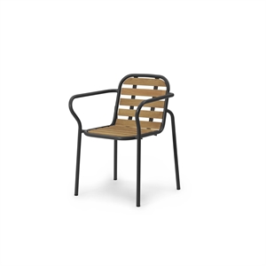 Normann Copenhagen Vig Utendørsstol med Armlener Sort/ Robinia
