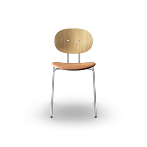 Sibast Furniture Piet Hein Spisestuestol Krom Eik og Konjakkskinn